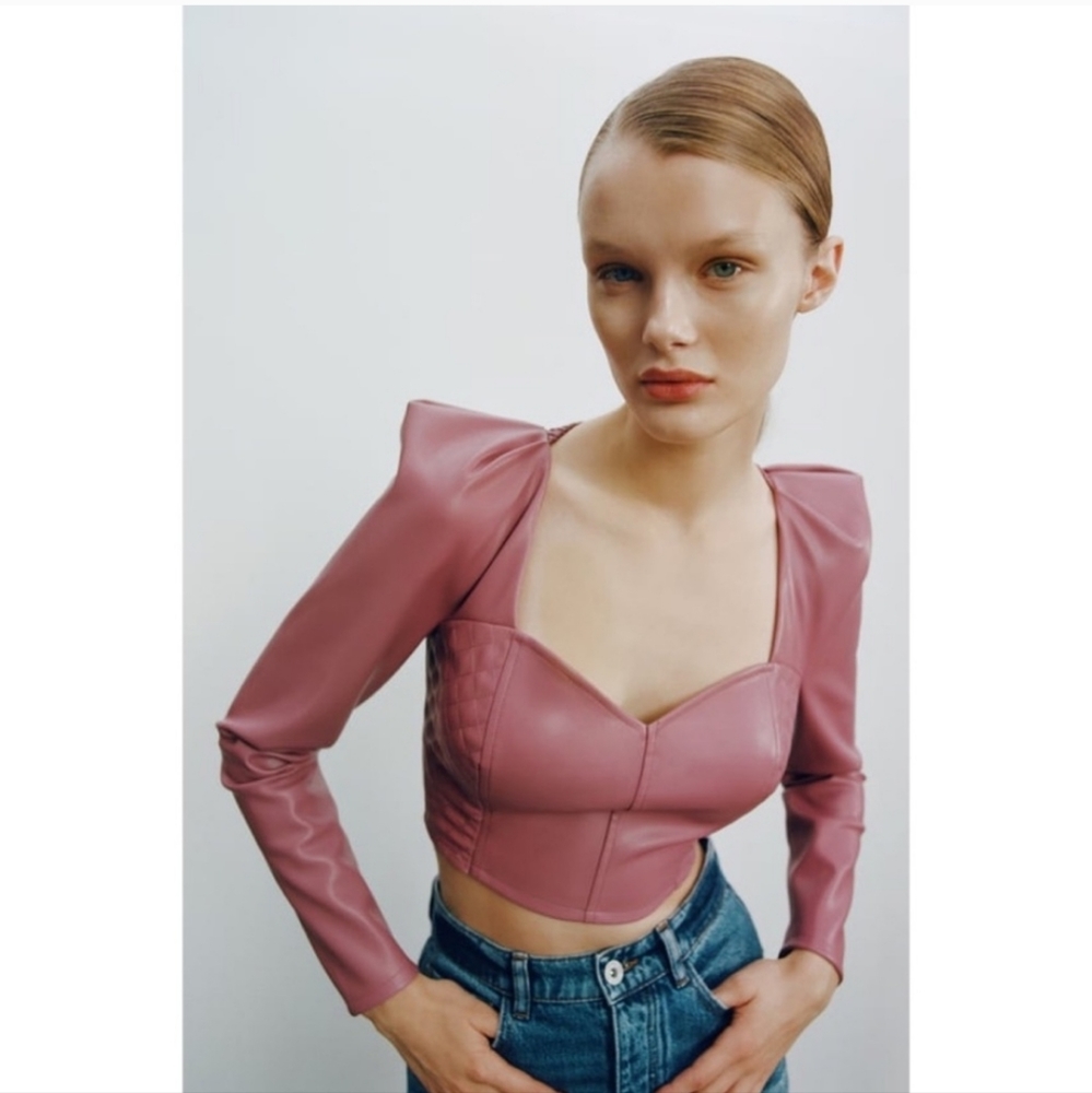 Zara faux leather crop top